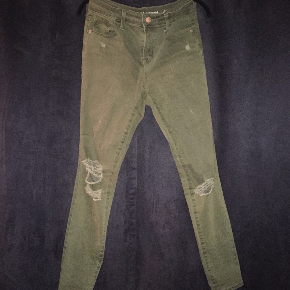 Army Green Distressed Jeans